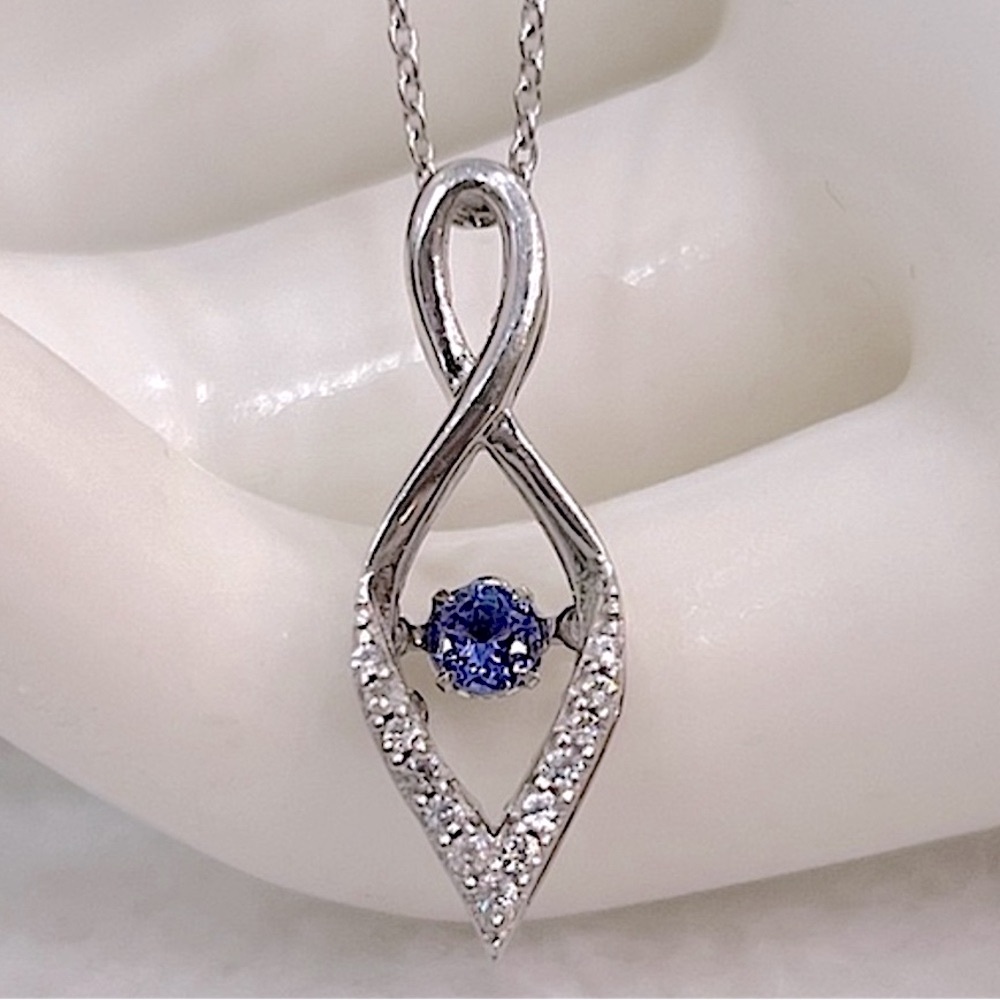 Tanzanite and Cambodian Zircon Sterling Silver Inner Pendant Necklace